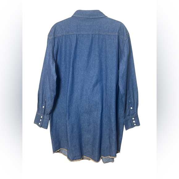 Wrangler x STAUD Denim Shirt Dress Western Cowgirl Boxy Small NWT - Picture 8 of 9